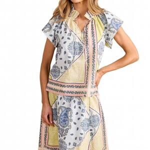 NEW DOUBLE A em flutter sleeves top in apple bandana